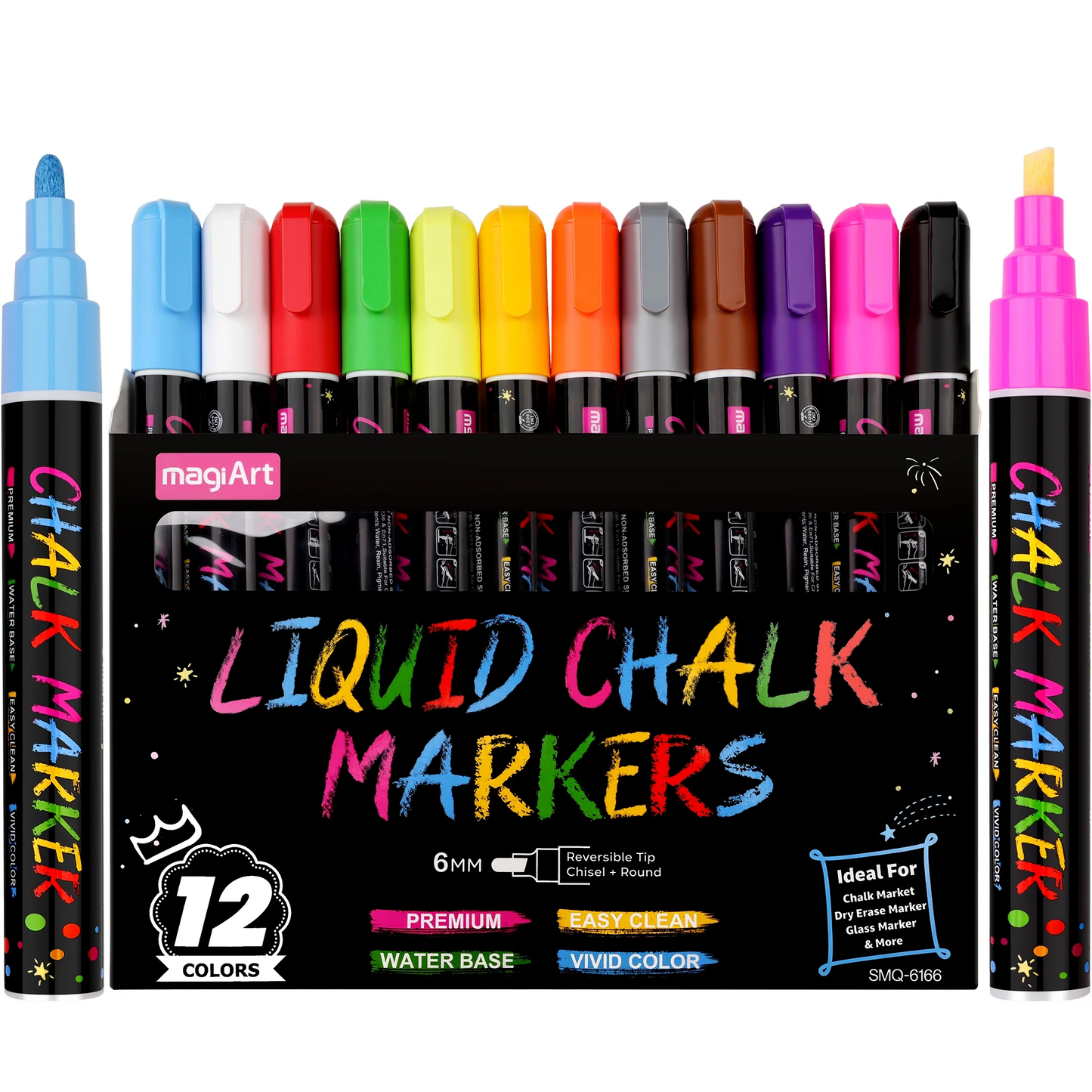 Liquid Chalk Markers for Blackboard & Glass, 12 Pack Dry Erase Marker Pens,Window Marker, Liquid Chalk Pens for Acrylic Dry Erase Board, Mirror, Car, Glass,Signs,Thin Chalkboard,1mm Point