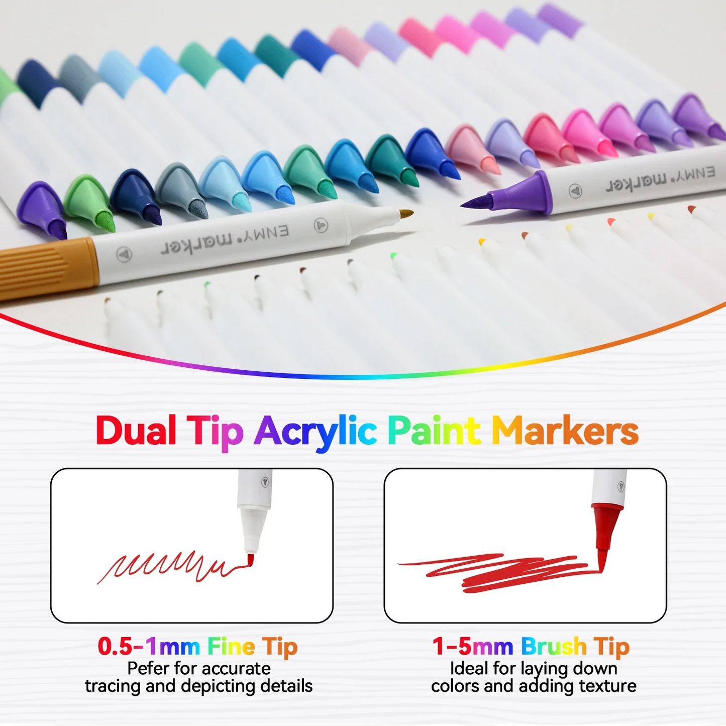 24 Colors Acrylic Paint Pens Markers,ASOVNXF Dual Tip Acrylic Paint Markers with Brush Tip and Fine Tip for Rock Painting,Wood,Canvas,Stone,Ceramic Surfaces,DIY Crafts Making Art Supplies