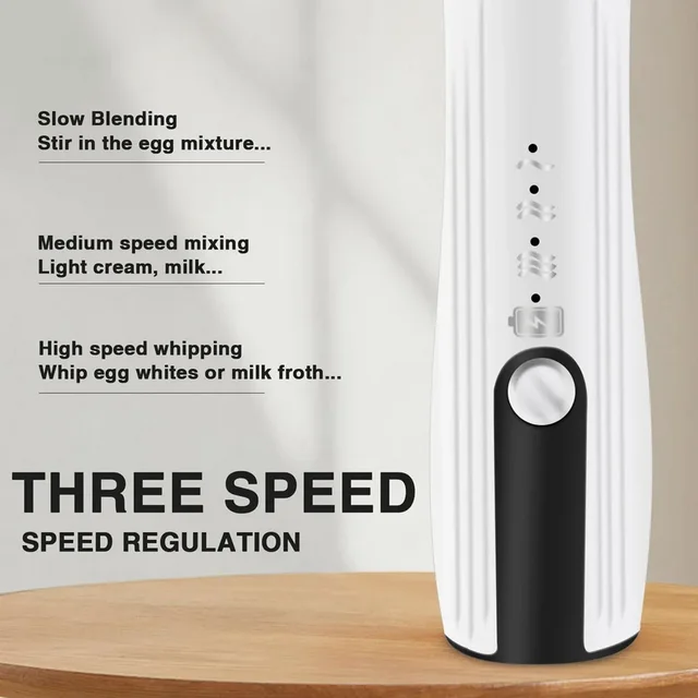 Milk Frother Handheld for Coffee with Stand, Electric Whisk 3 Speed Adjustable, Drink Mixer with Stainless 3 Whisks, Rechargeable Hand Frother Wand, Foam Maker for Latte Cappuccino,White
