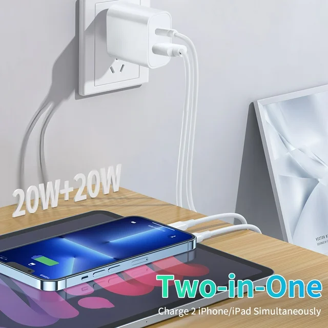 Charger for iPhone 16 15 Charger,20W PD+QC3.0 USB C Dual Port USB C Charger Block with 10FT USB C Charger Cable Compatible with iPhone 16/16 Pro Max/15 Series/iPad Pro,iPad Air 5/4,Mini