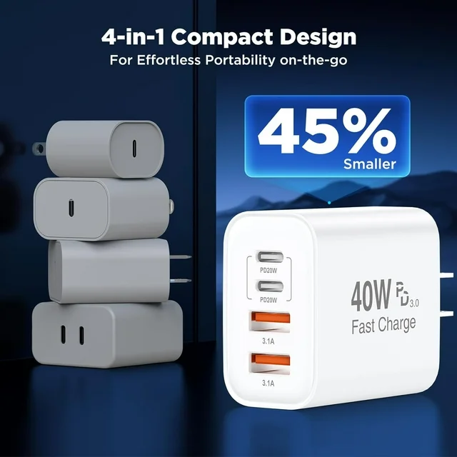 Compatible with iPhone 16 15 Charger,2Pack 10FT USB C to C Woven Cable Cord 40W USB C iPhone Charger 4 Port PD&AC Charger Block Fast Charging for iPhone 16/16 Pro/16 Pro Max/16 Plus/15/iPad