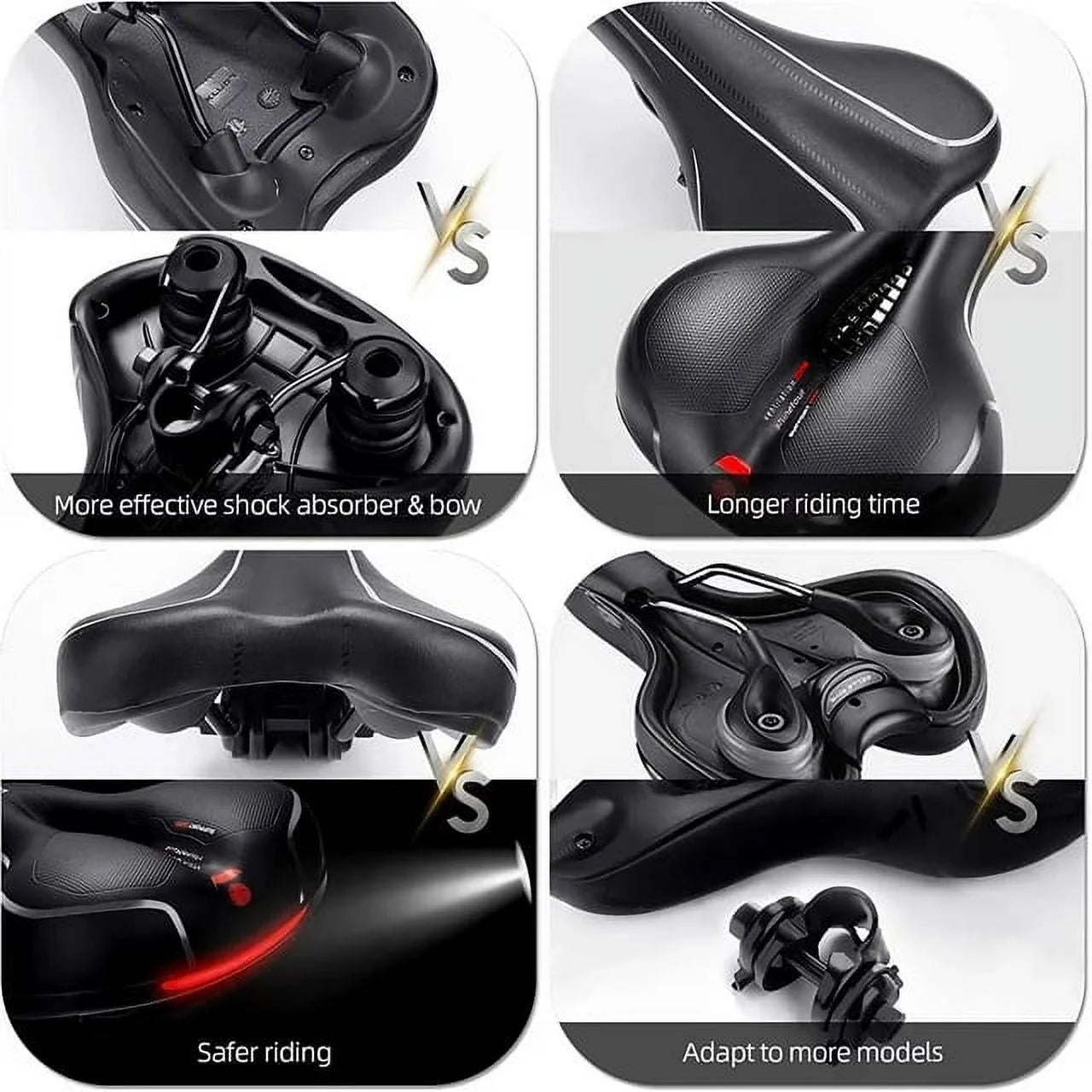 Bike Seat Cushion, Comfort Bike Saddle Mountain Bicycle Accessories for Men Women,Soft Wide bicycle seat Cushion Dual Shock Absorbing with Reflective for Exercise,Mountain Bikes