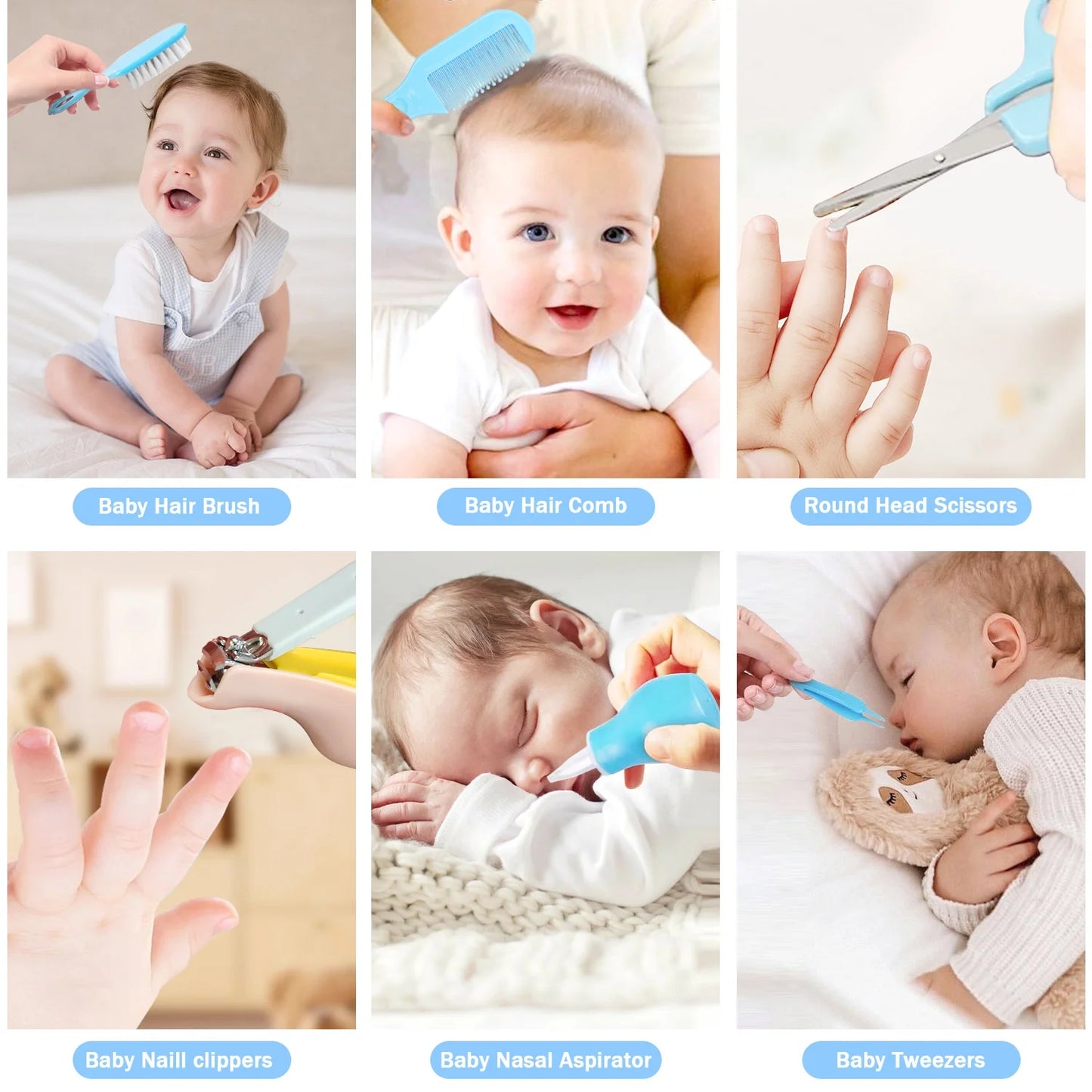 Baby Grooming Kit,13 in 1 Safety Newborn Nursery Care Set with Hair Brush Comb Nail Clipper Nasal Aspirator,Baby Essentials Kit for Newborn Girls Boys-Pink Baby Healthcare and Grooming Kit