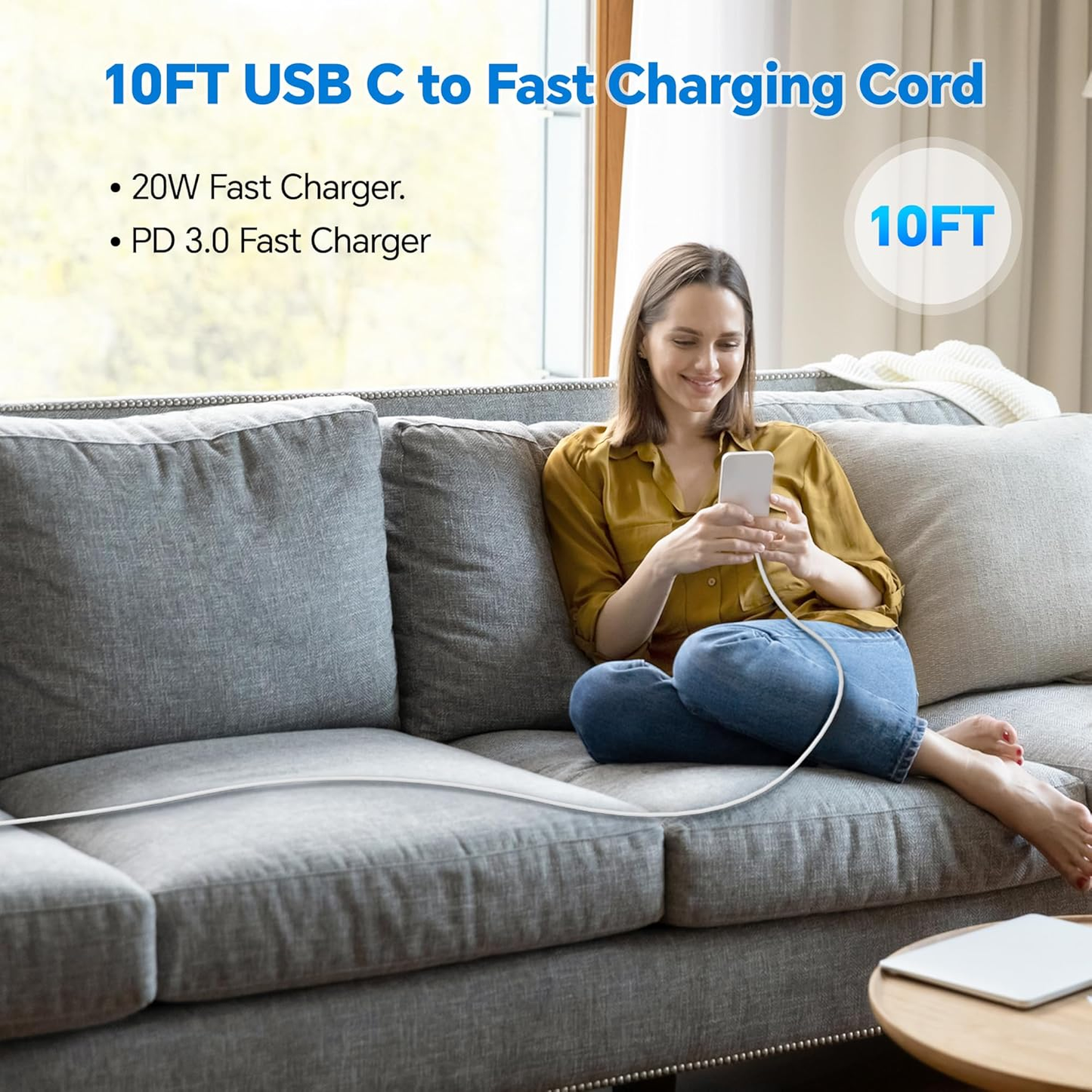 for iPhone16 15 Charger, 3 Pack 20W USB-C Fast Wall Charger With 10ft C to C Cable Compatible for iPhone 16/16 Pro/16 Pro Max/16 Plus/15 Series/iPad Air/iPad Pro and More