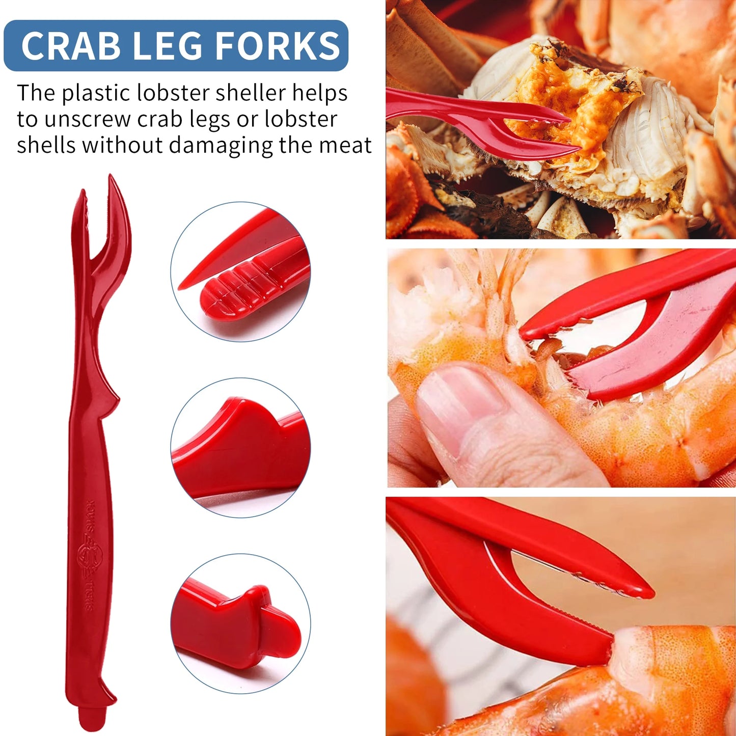 Crab Crackers and Tools Set,21-piece Seafood Tools Set includes 6 Crab Crackers,6 Lobster Shellers,6 Crab Leg Forks/Picks and 2 Seafood Scissors&Storage Bag-Nut Cracker Set