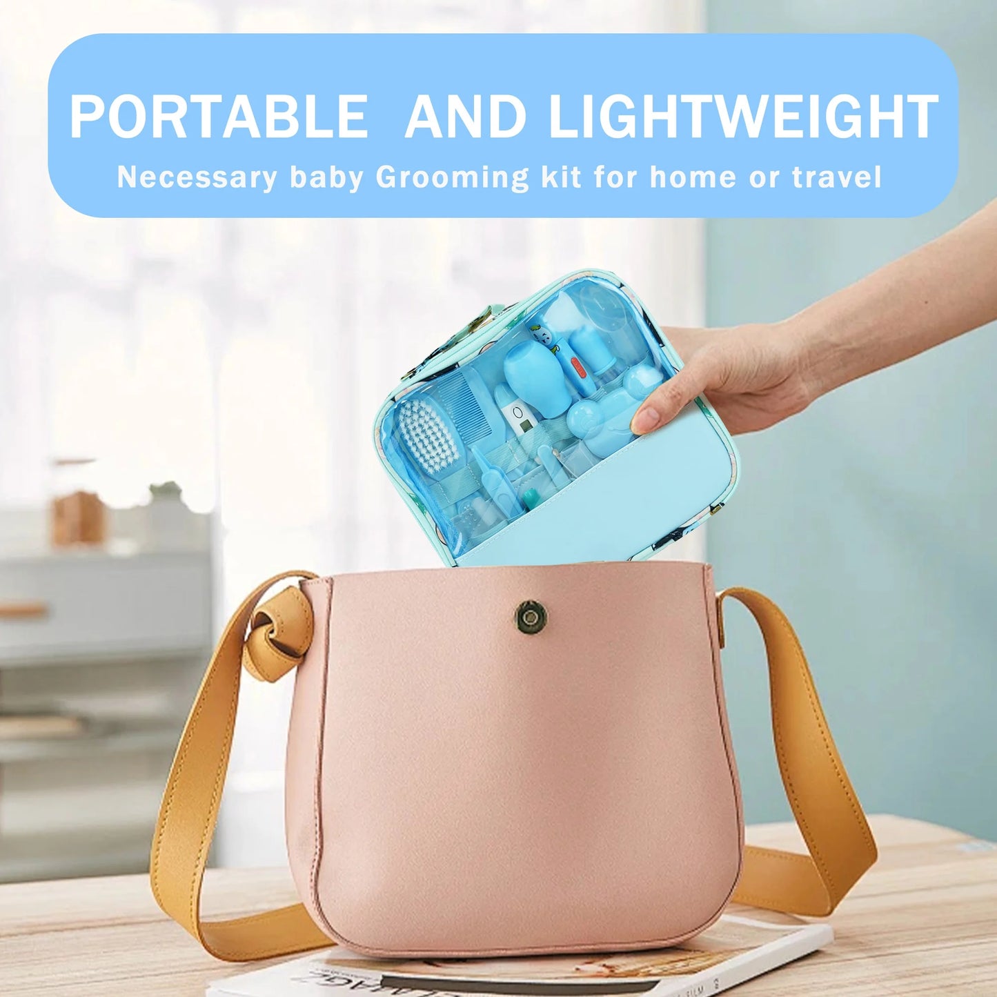 Baby Grooming Kit,13 in 1 Safety Newborn Nursery Care Set with Hair Brush Comb Nail Clipper Nasal Aspirator,Baby Essentials Kit for Newborn Girls Boys-Pink Baby Healthcare and Grooming Kit