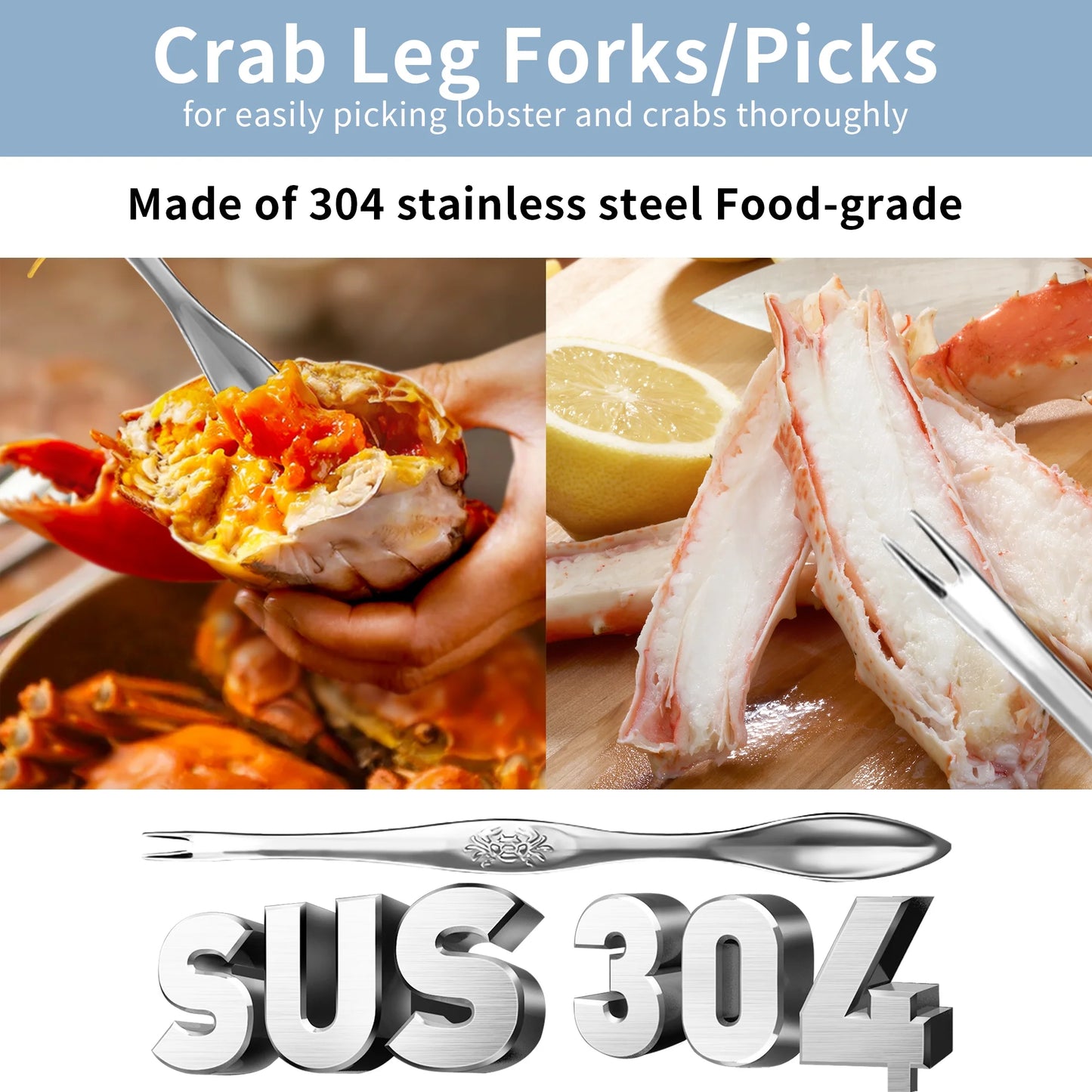 Crab Crackers and Tools Set,21-piece Seafood Tools Set includes 6 Crab Crackers,6 Lobster Shellers,6 Crab Leg Forks/Picks and 2 Seafood Scissors&Storage Bag-Nut Cracker Set