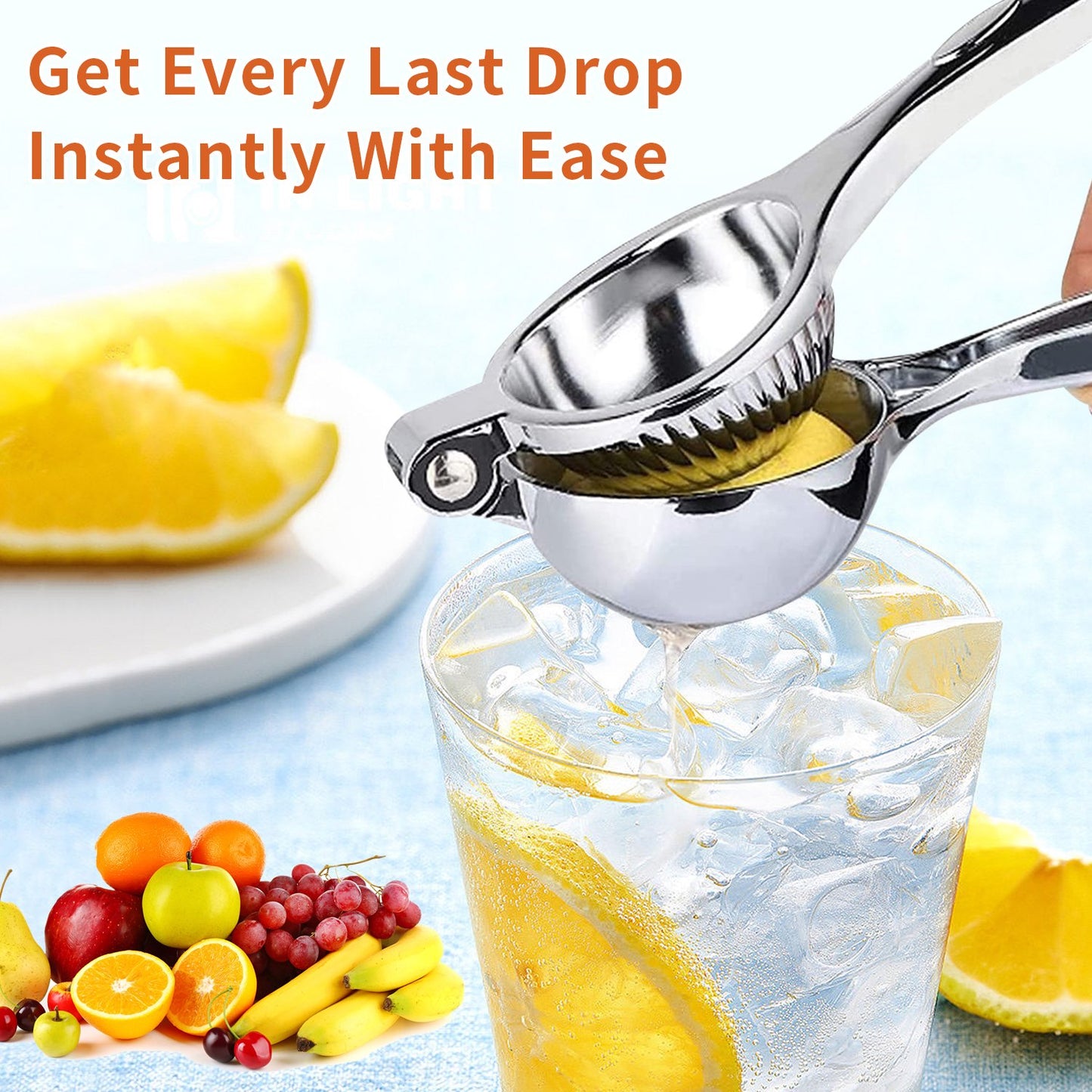 Lemon Squeezer Stainless Steel Citrus Press - Large Heavy Duty Fruit Squeezer for Drinks - Rust-proof Non-Slip Manual Hand Juicer Is Ideal for Juicing Lemons,Limes,Small Oranges
