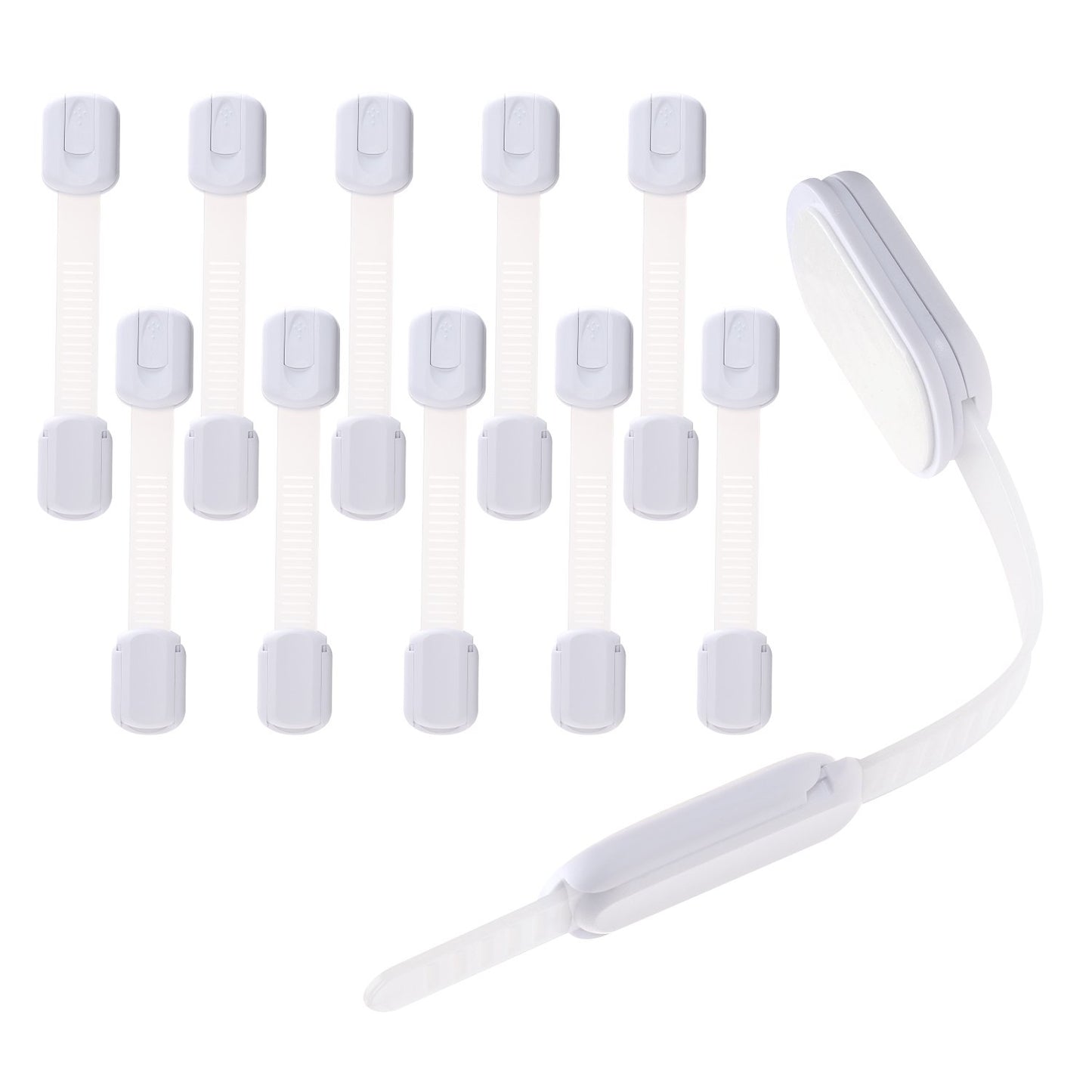 10 Pack Cabinet Locks Baby Proofing Cabinets. Child Proof Cabinet Locks-Safest,Quickest and Easiest Adhesive Cabinet Latches,No Drilling ,Multi-Purpose for Drawers,Ovens,Toilet Seats