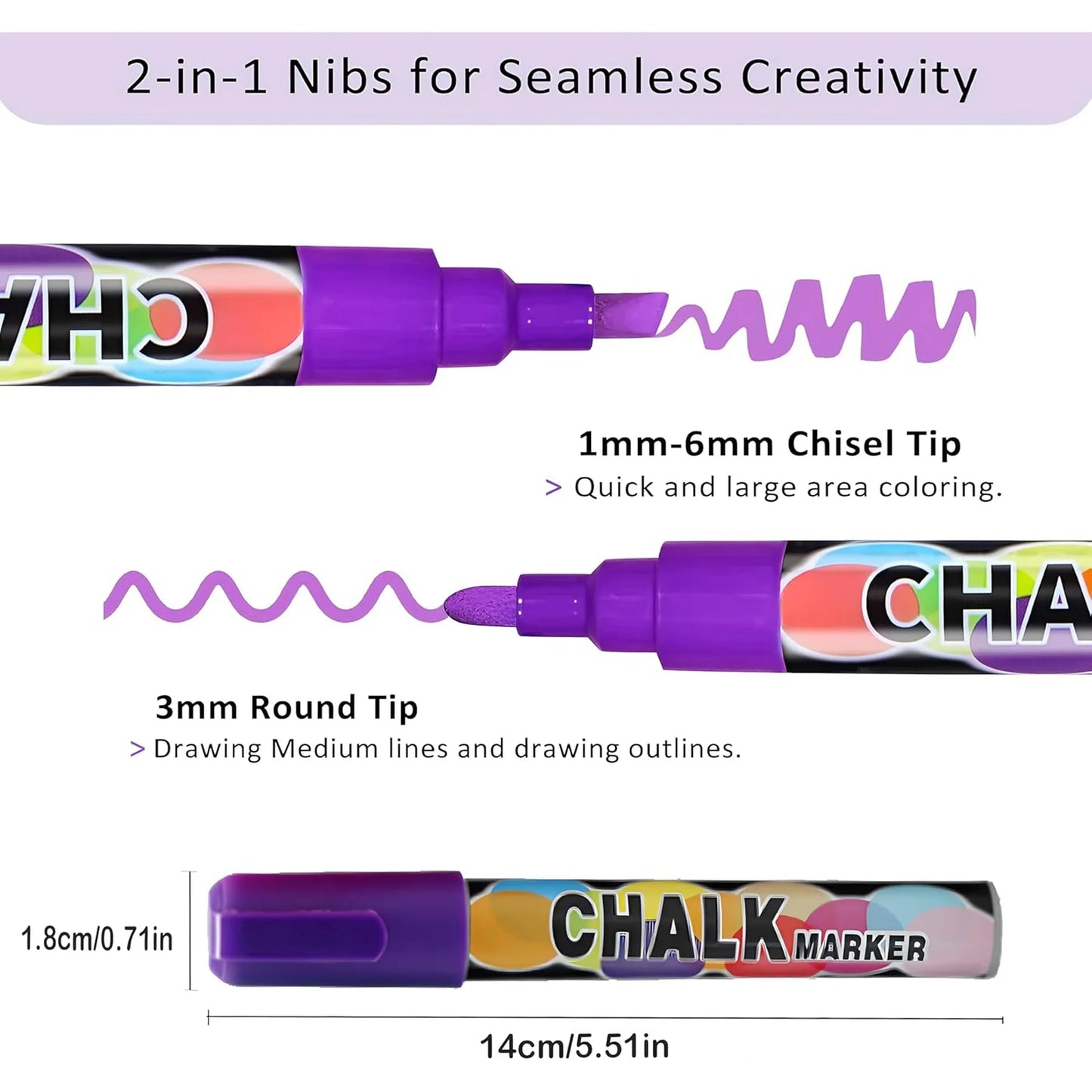 Liquid Chalk Markers Pens - 12 Colors Washable & Wet Erase Neon Chalk Makers for Blackboard, Chalkboard Signs, Glass Window, Graduation Celebration Art Diy Craft - Erasable Window Markers for Cars