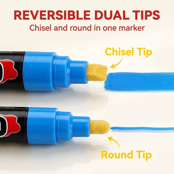 Chalk Markers,24 Pack Dry Erase Markers Fine Tip,Liquid Chalk Markers for Blackboard,Windows,Glass,Washable Chalkboard Markers with Reversible Tip,Whiteboard Markers Window Marker Erasable Pens