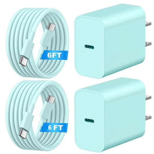 Charger for iPhone 16 15 Charger Fast Charging 6Ft,2 Pack 20W USB C Wall Charger Block and Type C to C Cable Compatible with iPhone 16/16 Pro/16 Pro Max/iPhone 15,iPad Pro,Air 5/4,iPad 10,Green