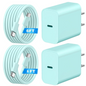 Charger for iPhone 16 15 Charger Fast Charging 6Ft,2 Pack 20W USB C Wall Charger Block and Type C to C Cable Compatible with iPhone 16/16 Pro/16 Pro Max/iPhone 15,iPad Pro,Air 5/4,iPad 10,Green