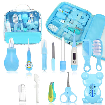 Baby Grooming Kit,13 in 1 Safety Newborn Nursery Care Set with Hair Brush Comb Nail Clipper Nasal Aspirator,Baby Essentials Kit for Newborn Girls Boys-Pink Baby Healthcare and Grooming Kit
