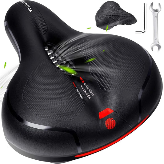 Bike Seat Cushion, Comfort Bike Saddle Mountain Bicycle Accessories for Men Women,Soft Wide bicycle seat Cushion Dual Shock Absorbing with Reflective for Exercise,Mountain Bikes