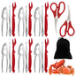 Crab Crackers and Tools Set,21-piece Seafood Tools Set includes 6 Crab Crackers,6 Lobster Shellers,6 Crab Leg Forks/Picks and 2 Seafood Scissors&Storage Bag-Nut Cracker Set