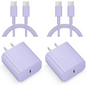 Charger for iPhone 16 15 Charger Fast Charging iPhone 16 Pro Max Charger 6FT 2-Pack iPad Pro Charger for iPhone 16/iPhone 16 Pro/iPhone 16 Pro Max,iPad Pro,iPad Mini/Air4/Samsung/Android,Purple