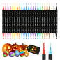 24 Colors Dual Tip Acrylic Paint Markers, Brush Tip and Fine Tip Acrylic Paint Pens for Rock Painting, Ceramic, Wood, Canvas, Plastic, Glass, Stone, Calligraphy, Card Making, DIY Crafts