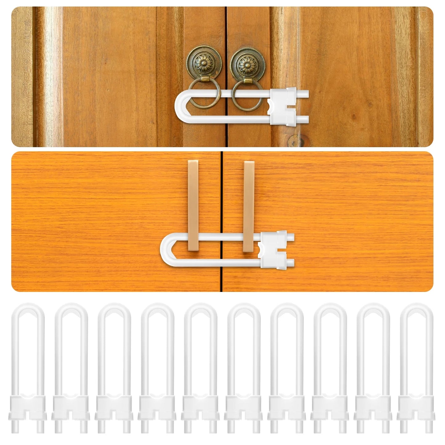 10 Pack Cabinet Locks Baby Proofing, Baby Proofing Cabinets, Adjustable U-Shaped Child Proof Locks Cabinets,Child Proof Cabinet Locks,Child Safety Cabinet Locksfor Wardrobe,Drawer,Fridge