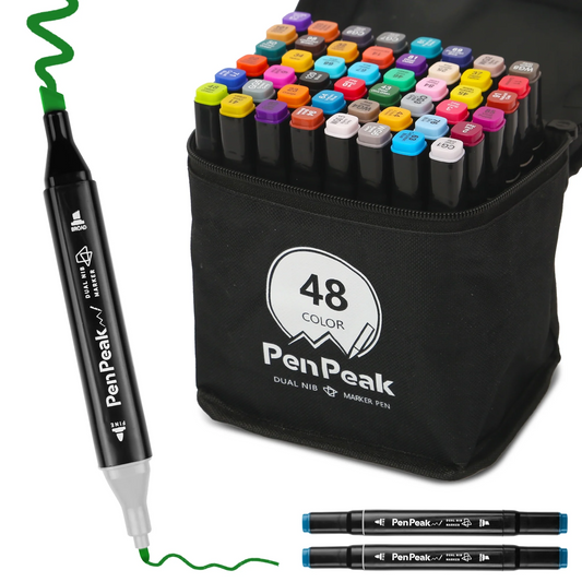 ASOVNXF Alcohol Markers,48 Colors Dual Tip Art Markers Set with Case,Chisel & Fine Drawing Markers for Artists Coloring Sketch Illustration,Coloring Marker for Kids Sketching Adult Coloring