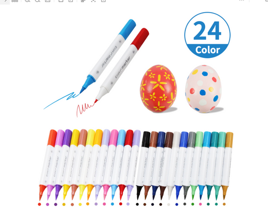 24 Colors Acrylic Paint Pens Markers,ASOVNXF Dual Tip Acrylic Paint Markers with Brush Tip and Fine Tip for Rock Painting,Wood,Canvas,Stone,Ceramic Surfaces,DIY Crafts Making Art Supplies