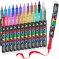 24 Color Acrylic Paint Markers, Soft Brush Tip Acrylic Paint Pens,Quick-Drying Waterproof Acrylic Markers for Canvas, Rock Painting, Wood, Stone, Glass, Ceramic, Fabric Painting, DIY Crafts