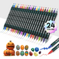 Acrylic Paint Markers, 24 Colors Dual Tip Acrylic Paint Pens for Wood, Canvas, Stone, Rock Painting, Glass, Ceramic Surfaces, DIY Crafts Making, 24 Dual Tip Acrylic Markers