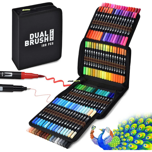 Dual Tip Brush Pens Art Markers, ASOVNXF 100 Colors Coloring Markers Pens Set with Fine and Brush Tip for Adult Artist Calligraphy Hand Lettering Journal Doodling Writing