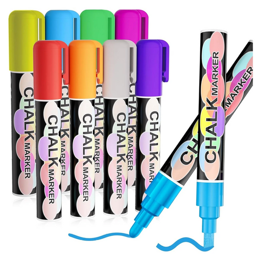 Liquid Chalk Markers Pens - 8 Colors Washable & Wet Erase Neon Chalk Makers for Blackboard, Chalkboard Signs, Glass Window, Graduation Celebration Art Diy Craft - Erasable Window Markers for Cars