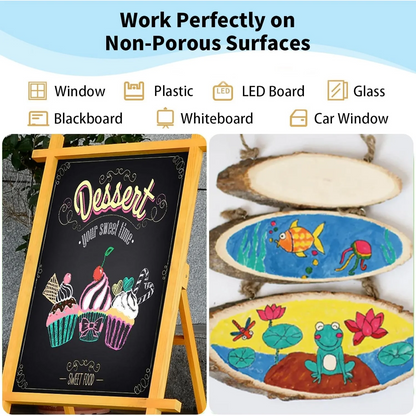 Liquid Chalk Markers Pens - 8 Colors Washable & Wet Erase Neon Chalk Makers for Blackboard, Chalkboard Signs, Glass Window, Graduation Celebration Art Diy Craft - Erasable Window Markers for Cars