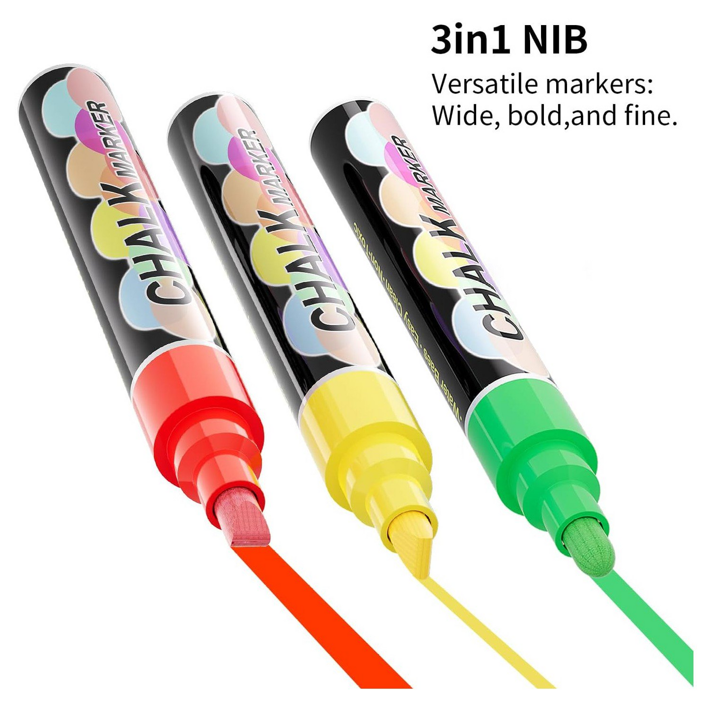 Liquid Chalk Markers Pens - 8 Colors Washable & Wet Erase Neon Chalk Makers for Blackboard, Chalkboard Signs, Glass Window, Graduation Celebration Art Diy Craft - Erasable Window Markers for Cars