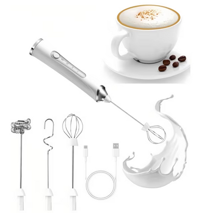 Milk Frother Handheld Rechargeable, Coffee Frother Wand Drink Mixer Electric Whisk for Coffee, Detachable With 3 Stainless Whisks, Hand Mixer for Lattes, Cappuccino, Matcha, Egg, No Stand,Black