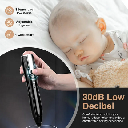 Milk Frother Handheld for Coffee, Electric Whisk 3 Speed Adjustable, Drink Mixer with Stainless 3 Whisks, Rechargeable Hand Frother Wand, Foam Maker for Latte Cappuccino,Black