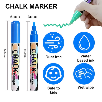 Liquid Chalk Markers Pens - 24 Colors Washable & Wet Erase Neon Chalk Makers for Blackboard, Chalkboard Signs, Glass Window, Graduation Celebration Art Diy Craft - Erasable Window Markers for Cars