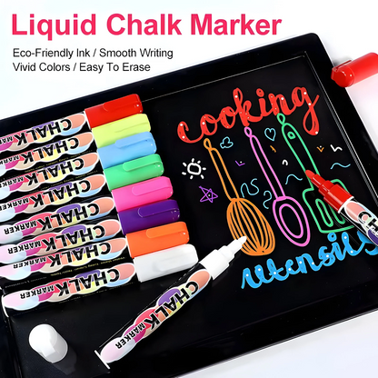 Liquid Chalk Markers Pens - 24 Colors Washable & Wet Erase Neon Chalk Makers for Blackboard, Chalkboard Signs, Glass Window, Graduation Celebration Art Diy Craft - Erasable Window Markers for Cars