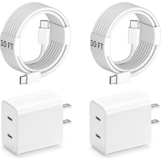 for iPhone 16 15 Charger Type C Charger Fast Charging, 20W Dual Port USB C Charger Block with 10FT USB C Cable Cord for iPhone 15 16 Pro Max/iPad/Samsung Series,Android Phone and More