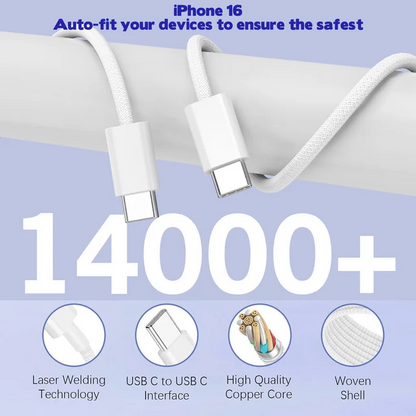 Compatible with iPhone 16 15 Charger,2Pack 10FT USB C to C Woven Cable Cord 40W USB C iPhone Charger 4 Port PD&AC Charger Block Fast Charging for iPhone 16/16 Pro/16 Pro Max/16 Plus/15/iPad