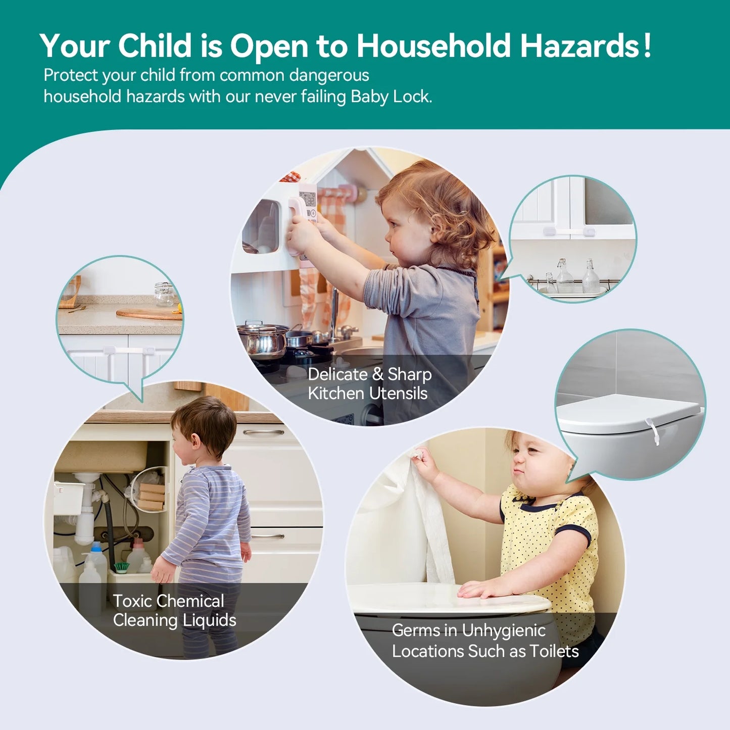 10 Pack Cabinet Locks Baby Proofing Cabinets. Child Proof Cabinet Locks-Safest,Quickest and Easiest Adhesive Cabinet Latches,No Drilling ,Multi-Purpose for Drawers,Ovens,Toilet Seats