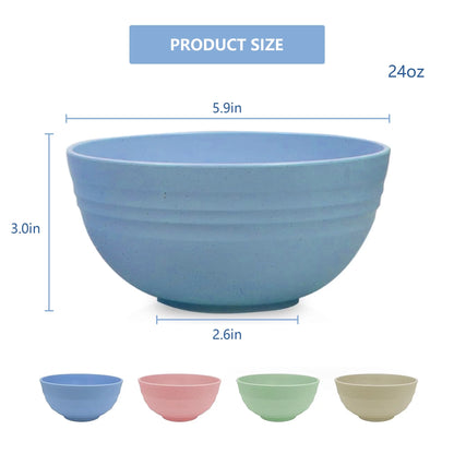 Unbreakable Cereal Bowls-24 OZ Eco-Friendly Fiber Bowls Lightweight Bowl Sets 4-Dishwasher and Microwave Safe - for Rice,Soup Bowls,Condiments,Side Dishes,or Ice Cream(24 OZ)