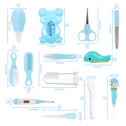 Baby Grooming Kit,13 in 1 Safety Newborn Nursery Care Set with Hair Brush Comb Nail Clipper Nasal Aspirator,Baby Essentials Kit for Newborn Girls Boys-Pink Baby Healthcare and Grooming Kit