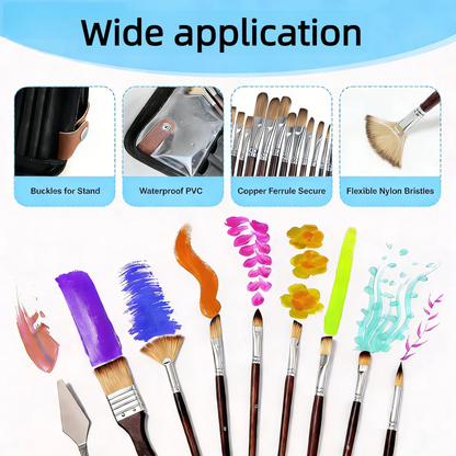 Paint Brushes for Acrylic Painting,ASOVNXF 26PCS Professional Nylon Hair Artist Paint Brush Set with Flat,Filbert,Fan,Dagger,Round,Cat Tongue,Palette Knife for Acrylic,Watercolor,Oil Painting
