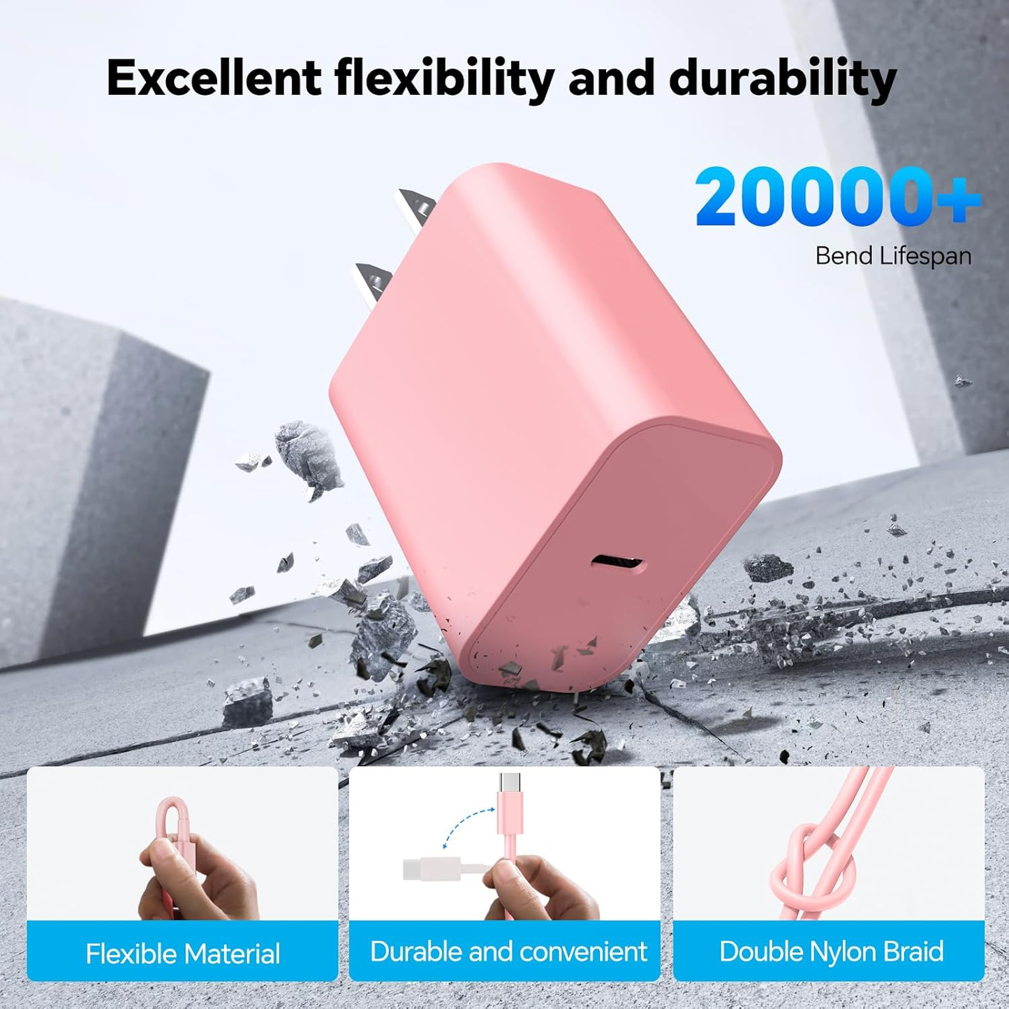 ASOVNXF Charger for iPhone 16 15 Charger, 2 Pack 6FT Long USB C to C Cable with PD 20W Fast Charger for iPhone 15/16 Series, Pad Pro/Air/Samsung, Pink