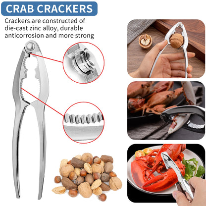 Crab Crackers and Tools Set,21-piece Seafood Tools Set includes 6 Crab Crackers,6 Lobster Shellers,6 Crab Leg Forks/Picks and 2 Seafood Scissors&Storage Bag-Nut Cracker Set