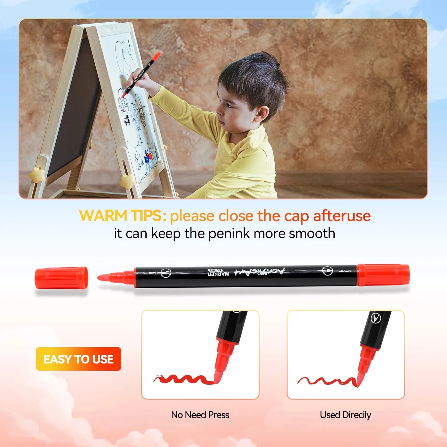 24 Colors Dual Tip Acrylic Paint Markers, Brush Tip and Fine Tip Acrylic Paint Pens for Rock Painting, Ceramic, Wood, Canvas, Plastic, Glass, Stone, Calligraphy, Card Making, DIY Crafts