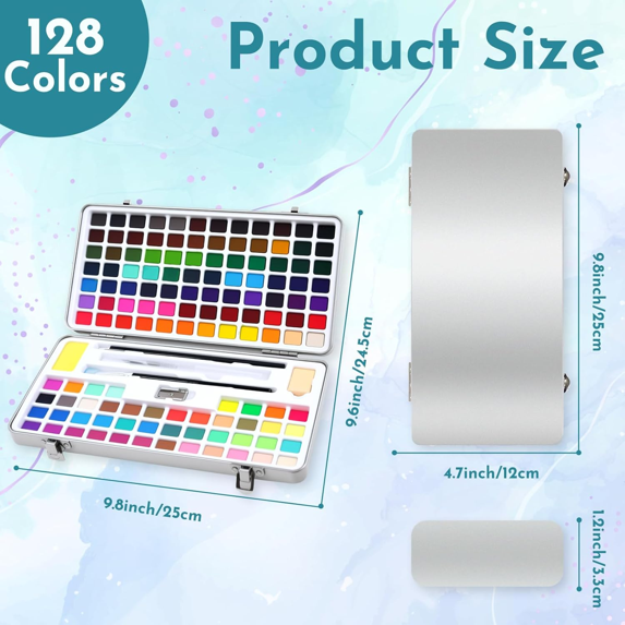 Watercolor Paint Set 128 Colors, Water Colors Paint Adult Set with&nbsp; Brushes - Watercolor Paints, Painting Sets, Art Supplies for Adults, Artists Professionals,Sketch Coloring Drawing Gifts