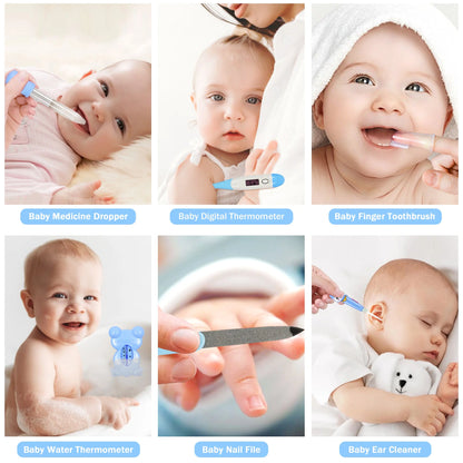 Baby Grooming Kit,13 in 1 Safety Newborn Nursery Care Set with Hair Brush Comb Nail Clipper Nasal Aspirator,Baby Essentials Kit for Newborn Girls Boys-Pink Baby Healthcare and Grooming Kit