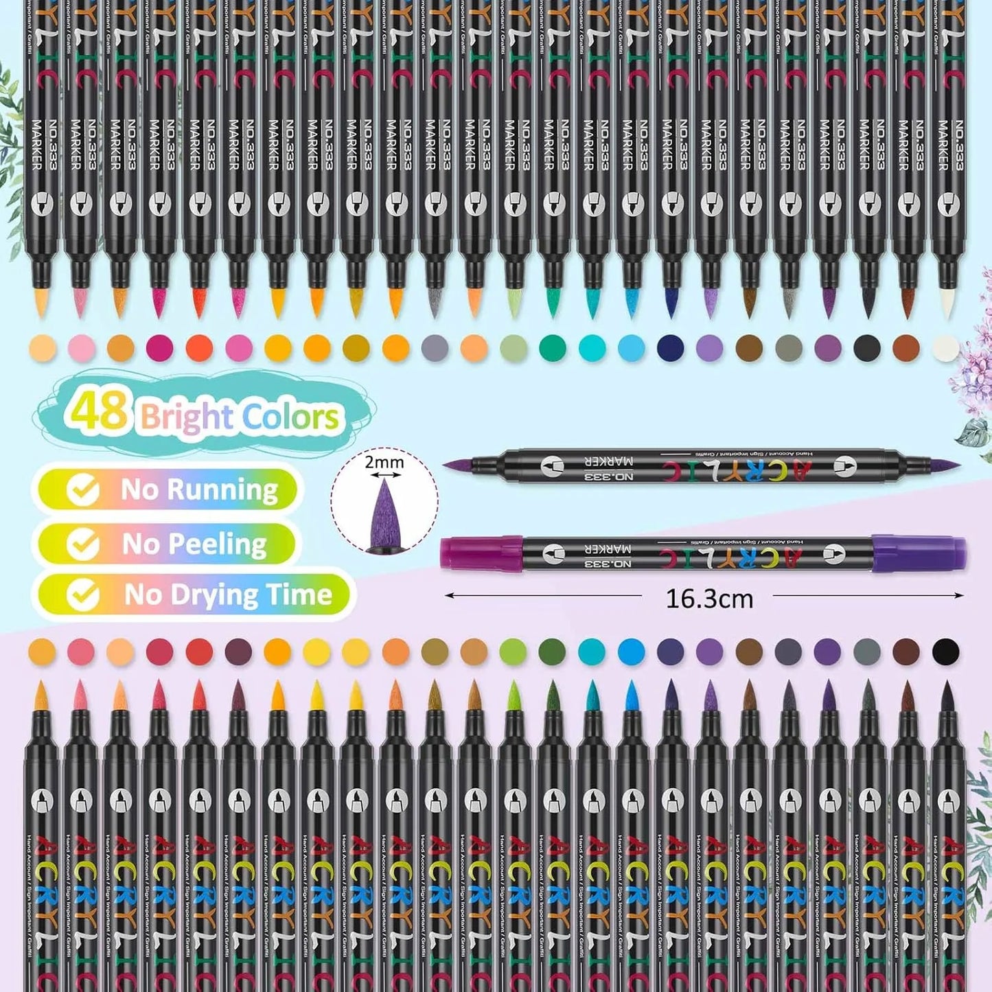 Acrylic Paint Markers,36 Pack 72 Colors Dual Tip Dual Color Acrylic Markers for Stone, Rock Painting, Paper, Pumpkin, Wood,Egg,Canvas,Ceramic,Fabric, leather,Glass,DIY Crafts,Acrylic Paint pens