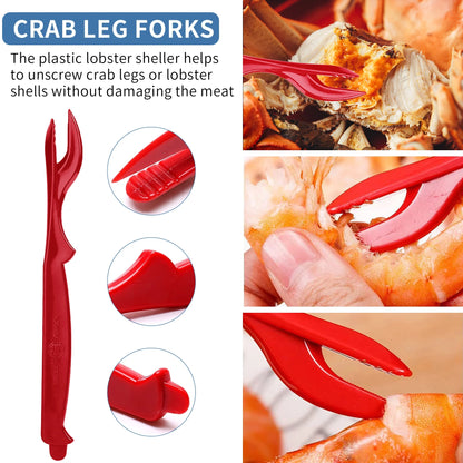 Crab Crackers and Tools Set,21-piece Seafood Tools Set includes 6 Crab Crackers,6 Lobster Shellers,6 Crab Leg Forks/Picks and 2 Seafood Scissors&Storage Bag-Nut Cracker Set
