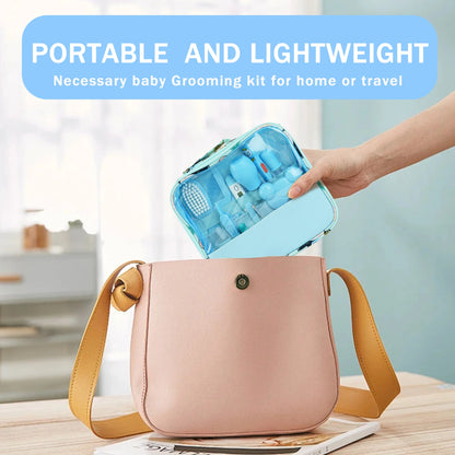 Baby Grooming Kit,13 in 1 Safety Newborn Nursery Care Set with Hair Brush Comb Nail Clipper Nasal Aspirator,Baby Essentials Kit for Newborn Girls Boys-Pink Baby Healthcare and Grooming Kit