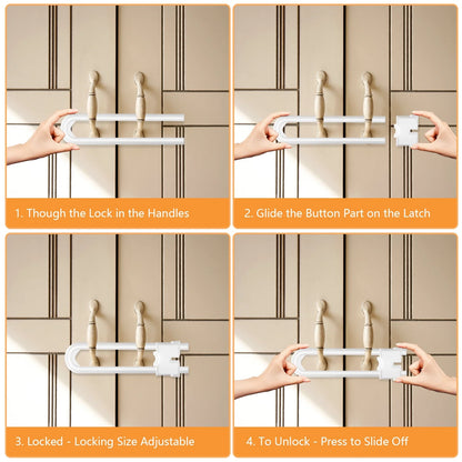 10 Pack Cabinet Locks Baby Proofing, Baby Proofing Cabinets, Adjustable U-Shaped Child Proof Locks Cabinets,Child Proof Cabinet Locks,Child Safety Cabinet Locksfor Wardrobe,Drawer,Fridge